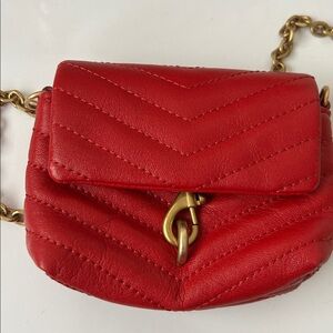 Rebecca Minkoff Red Quilted Micro Mini Crossbody Bag Boho Minimalist RARE!